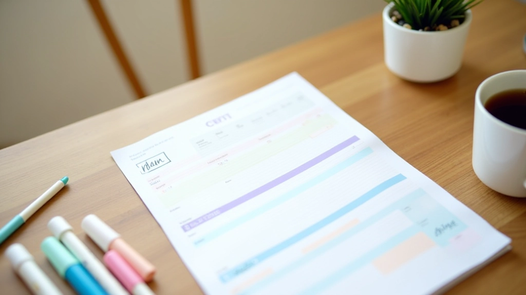 Agenda avec des marqueurs de couleur pour chaque saison et les dépenses prévues