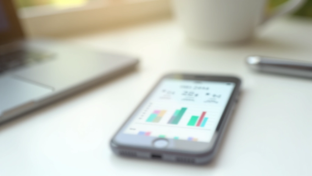 Application mobile de gestion de budget avec graphiques colorés et interface claire sur écran smartphone blanc