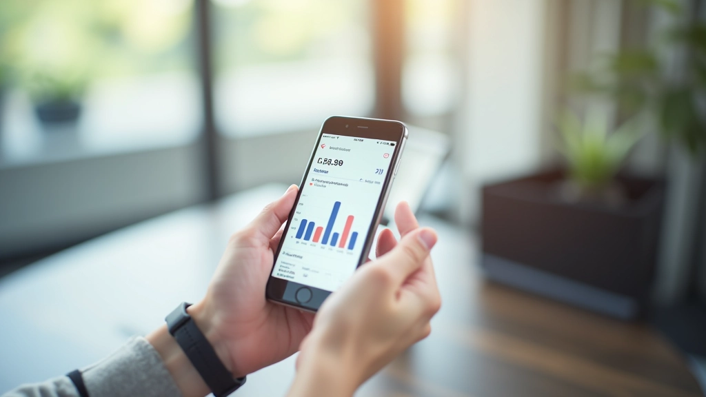 Smartphone affichant une application de gestion de budget avec graphiques de dépenses