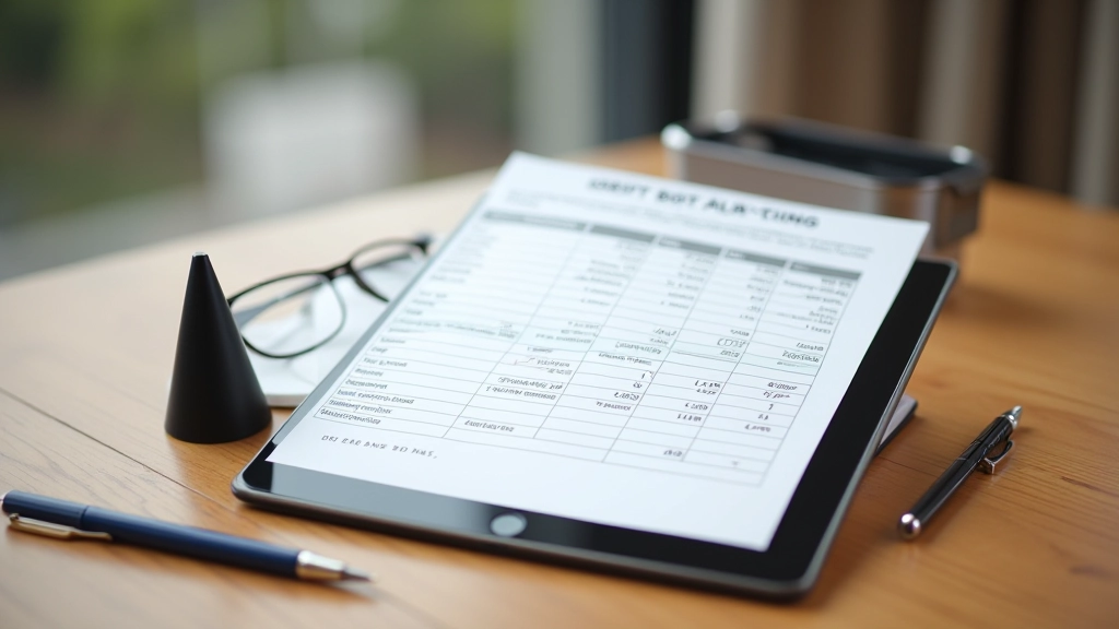 Écran de tablette affichant une feuille de calcul avec catégories budgétaires et colonnes de dépenses