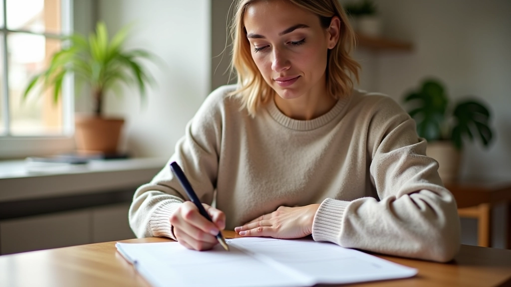 Personne notant les dépenses saisonnières par saison sur un agenda coloré